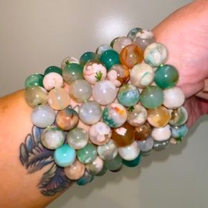 Chloride included flower agate bracelet